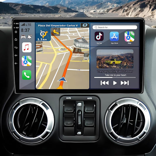Car Radio Replacement for Jeep Wrangler JK 2007-2018, 10.2' Touchscreen Stereo with Wireless CarPlay Android Auto