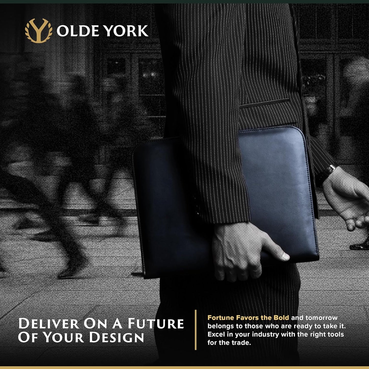 Leather Portfolio for Men, 100% Authentic Top-Grain Leather [Black Leather]