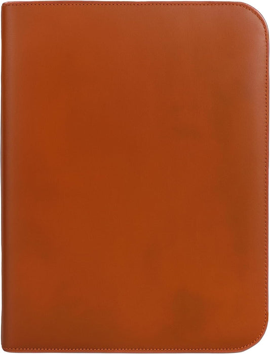 Leather Portfolio for Men, 100% Authentic Top-Grain Leather [Light Brown Leather]