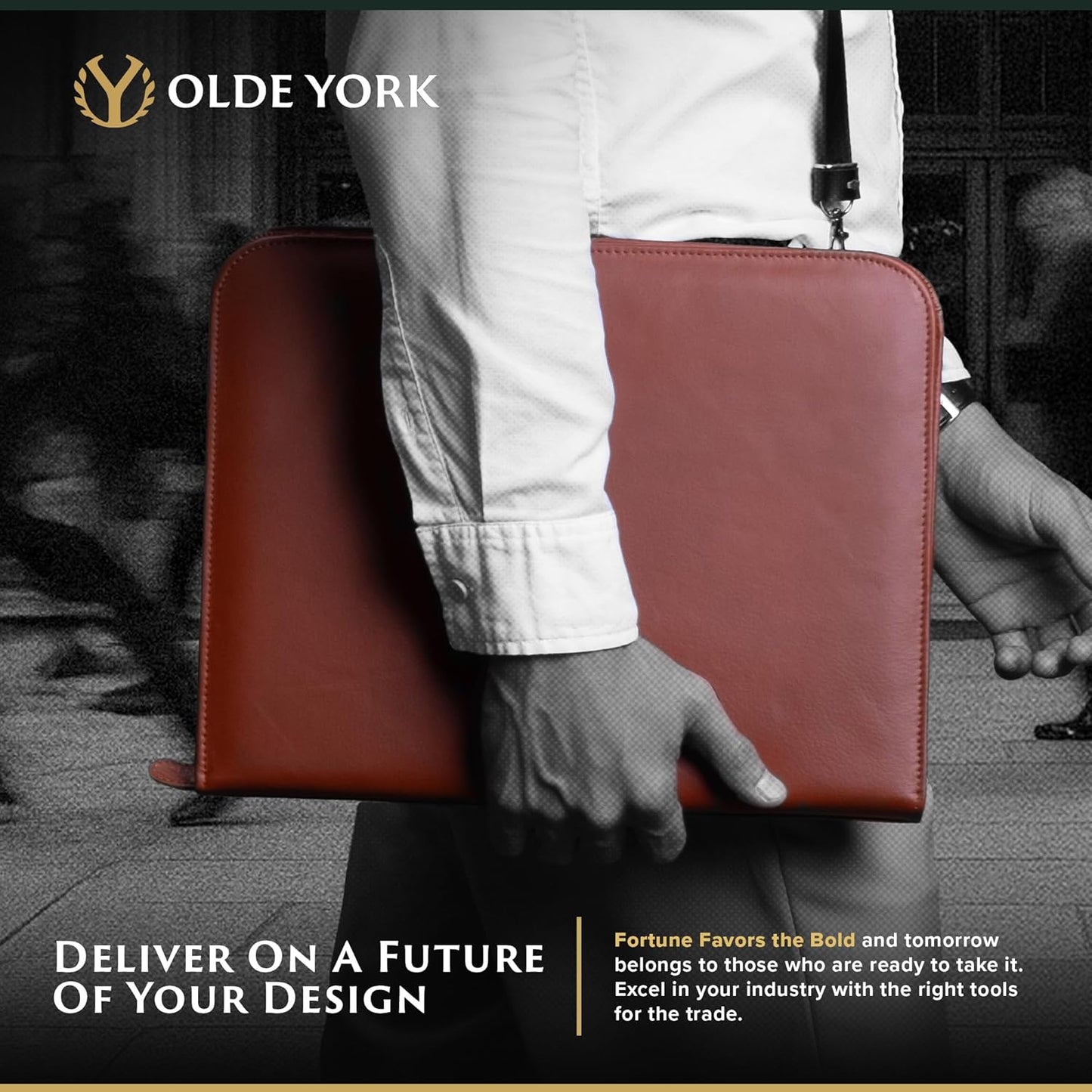 Leather Portfolio for Men, 100% Authentic Top-Grain Leather [Light Brown Leather]