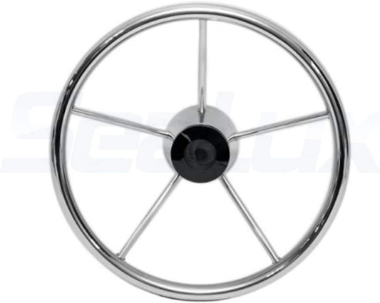 15 1/2'- 10 Degree Dish 5-Spoke Destroyer Style Stainless Boat Steering Wheel