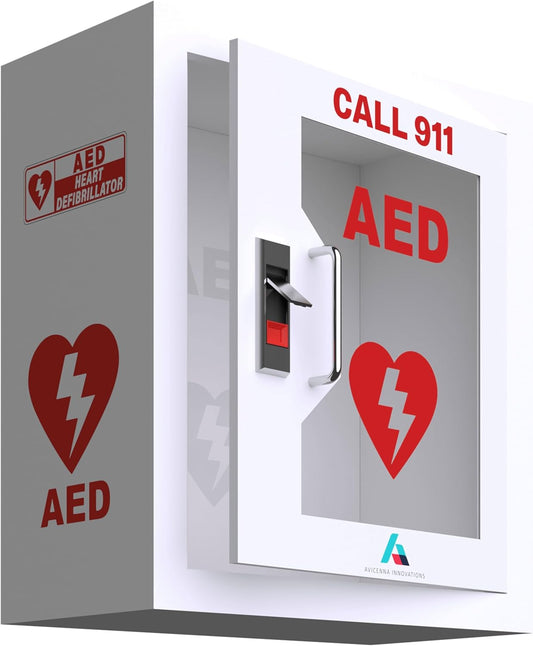 All-in-One AED Cabinet Kit – Wall-Mounted Steel, Storage Box w/ Snaplock, Signage, Inspection Tags & Security Seals