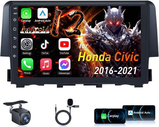 Car Stereo Radio for Honda Civic 2016-2021, 9 inch Touch Screen Wireless Carplay/Andriod, Mirror Link Backup Camera