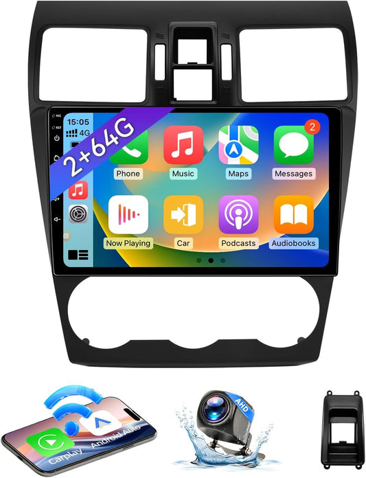 Car Radio Compatible w/ Subaru Forester WRX Impreza 2013-2015, 9' Touch Screen w/ Wireless CarPlay Android