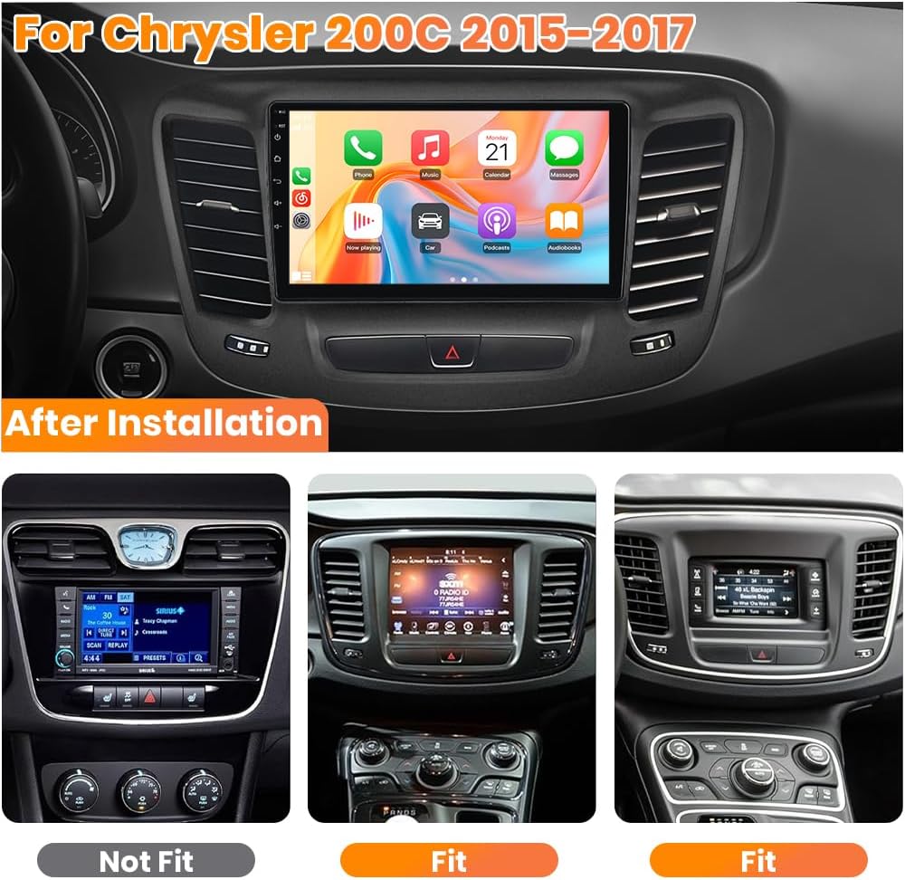 Car Radio Stereo for Chrysler 200 200C 2015- 2017, 9' Touchscreen Radio with Wireless CarPlay & Android