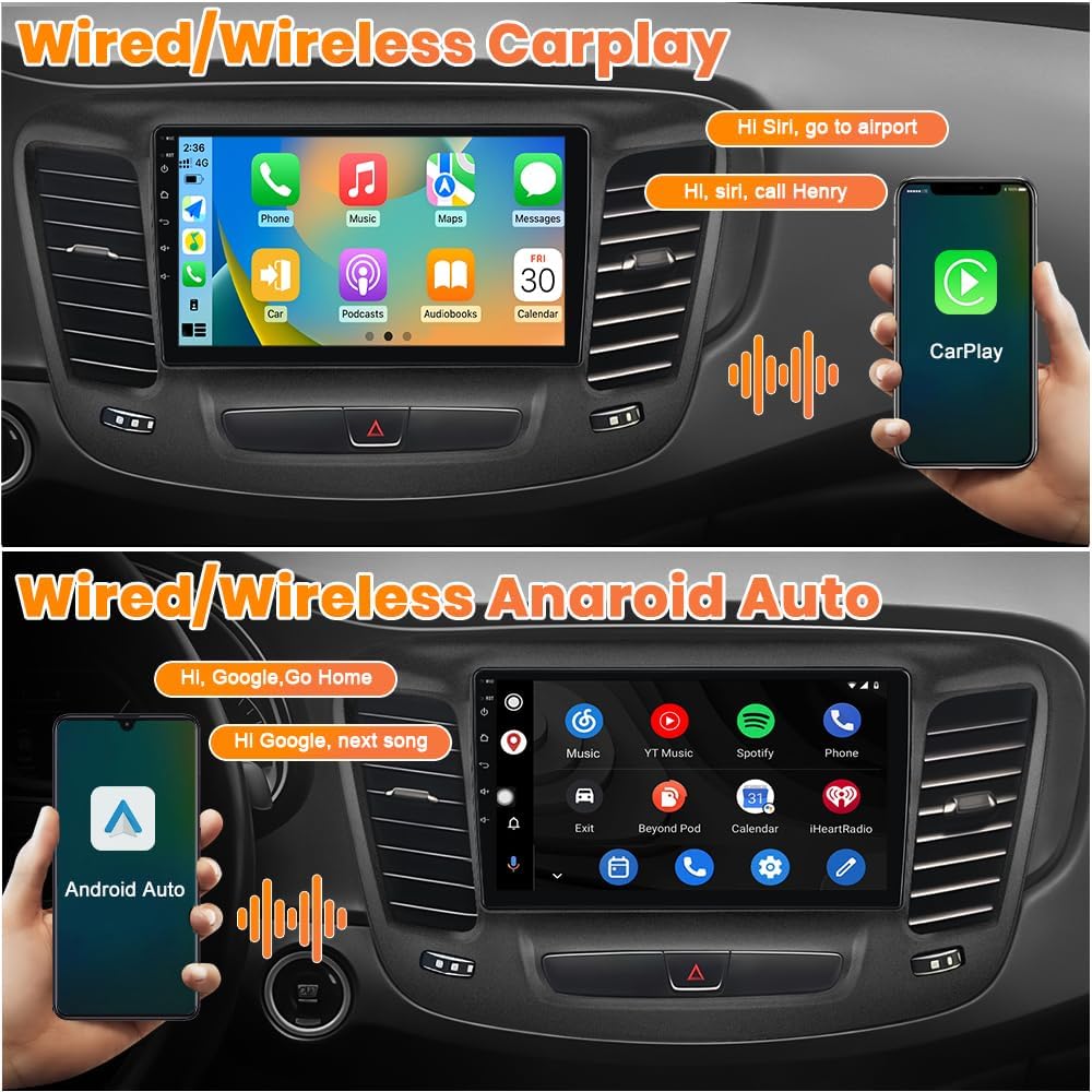 Car Radio Stereo for Chrysler 200 200C 2015- 2017, 9' Touchscreen Radio with Wireless CarPlay & Android