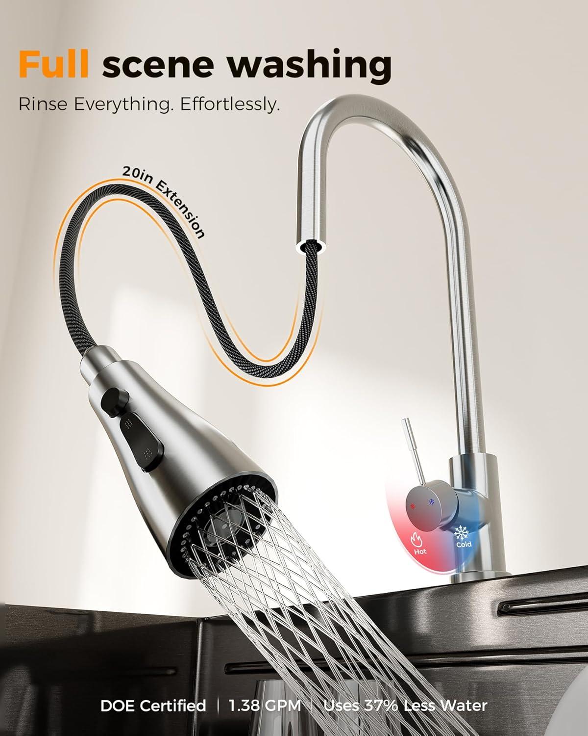 33X22 Drop In Kitchen Sink, Nano 304 Stainless Steel Workstation Sink, Pop-Up Drain, Fast Drain & Anti-Clog