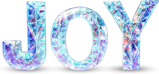 3-Piece Christmas Joy Yard Decoration, 3D Prismatic Lighted, 135 Lights, Ground Stakes