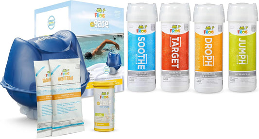 Floating System and Balancing Starter Kit for Swim Spas with 2 Packs of FROG Maintain, Self-Regulating Sanitizer