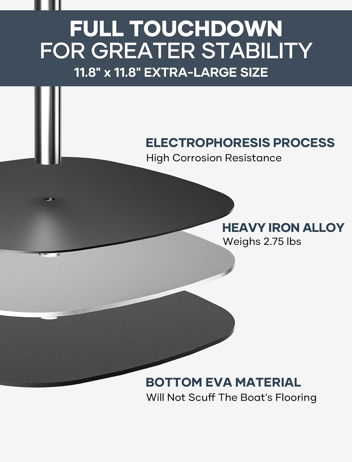 Boat Cover Support Poles 4 PK Support Systems, Height Adjustable 304 Stainless Steel,  Stable Iron Alloy Base