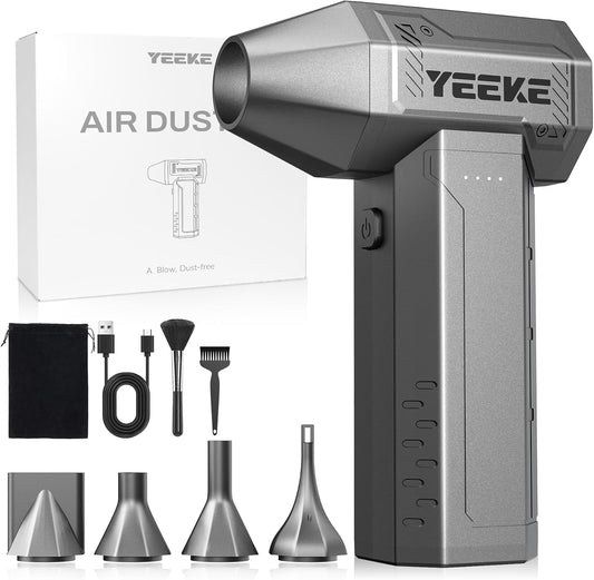 Electric Air Duster, 400G Compressed Air Duster, 4 Speeds PC Cleaner, Rechargeable, LED Light for Cleaning