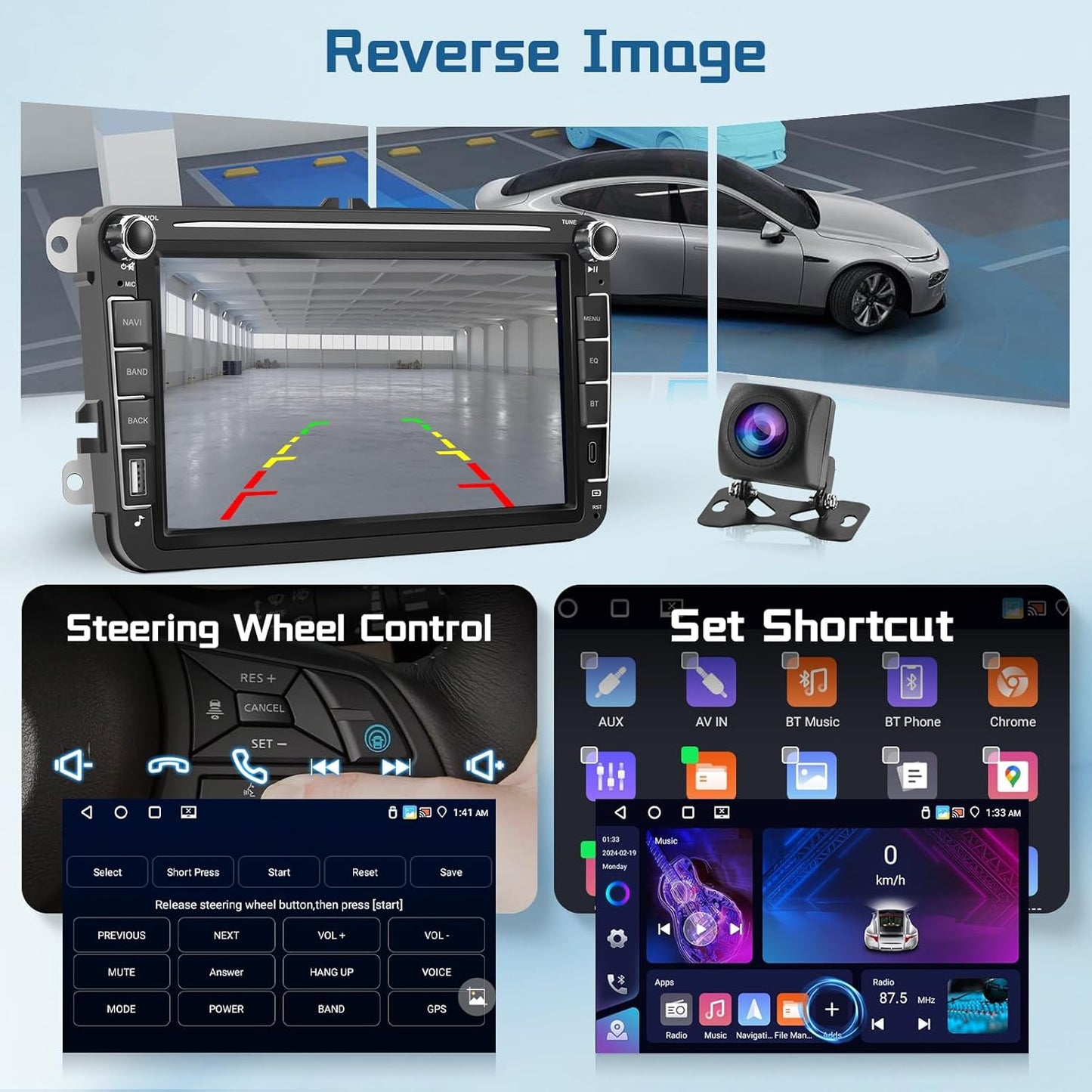 8' Car Stereo for VW Golf Polo Passat B6 B7 Jetta Caddy Seat Tiguan Touran Skoda, Wireless Carplay Android