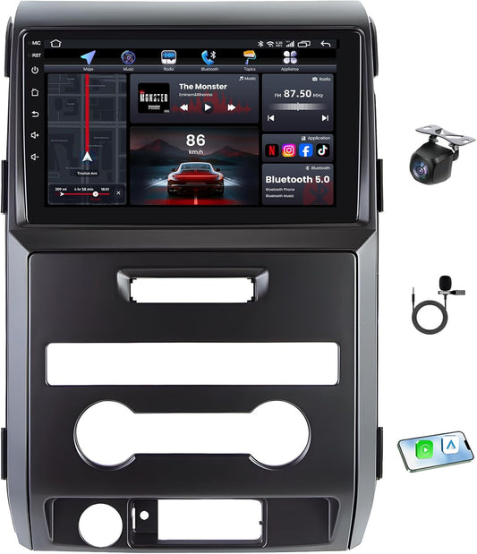 Car Radio for Ford F150 2009-2014, 9' Touch Screen, Wireless Carplay Android Auto Bluetooth, Backup Camera