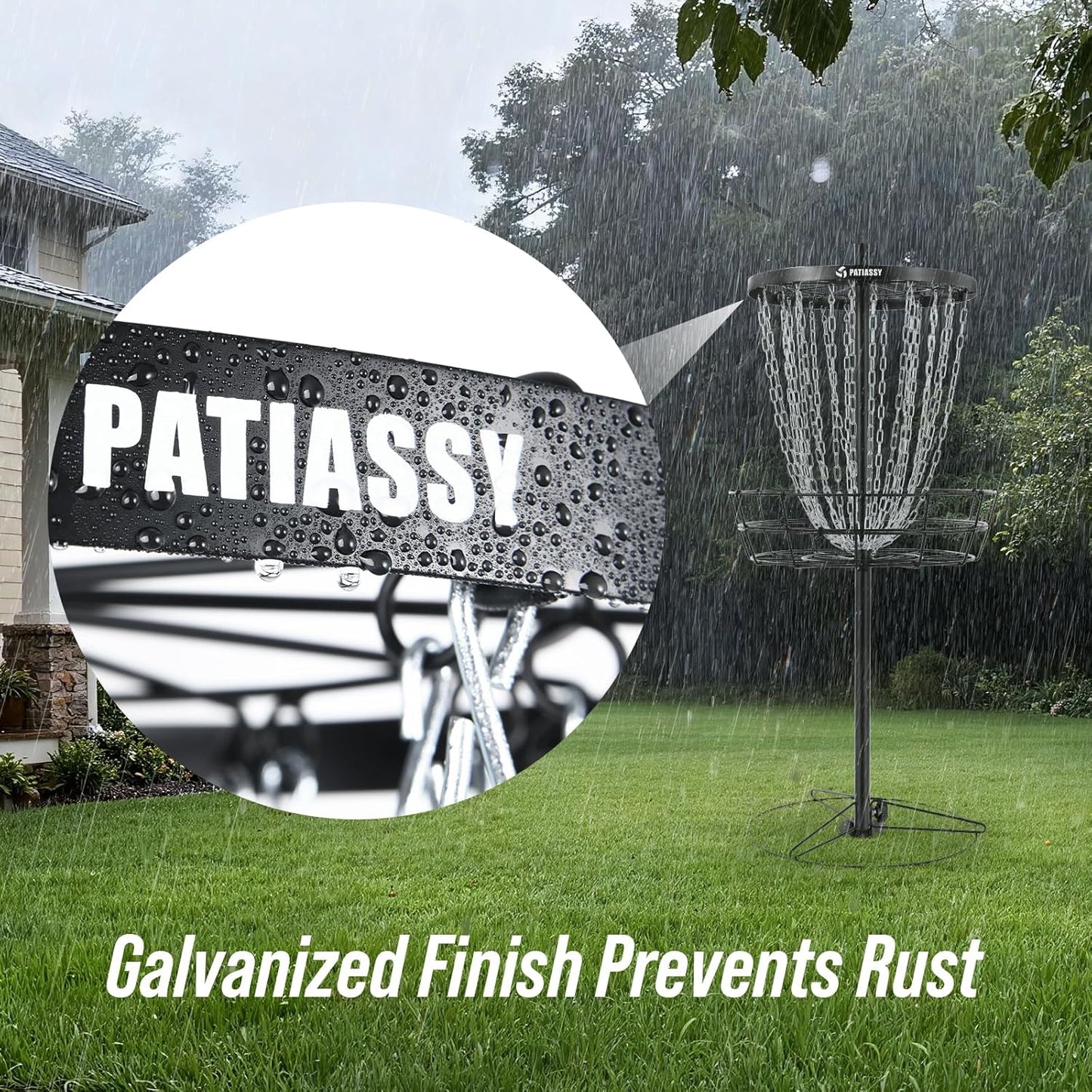 Disc Golf Basket with 24/12 Heavy Duty Chains, Portable Disc Golf Target with Adjustable Height, with Ground Stake