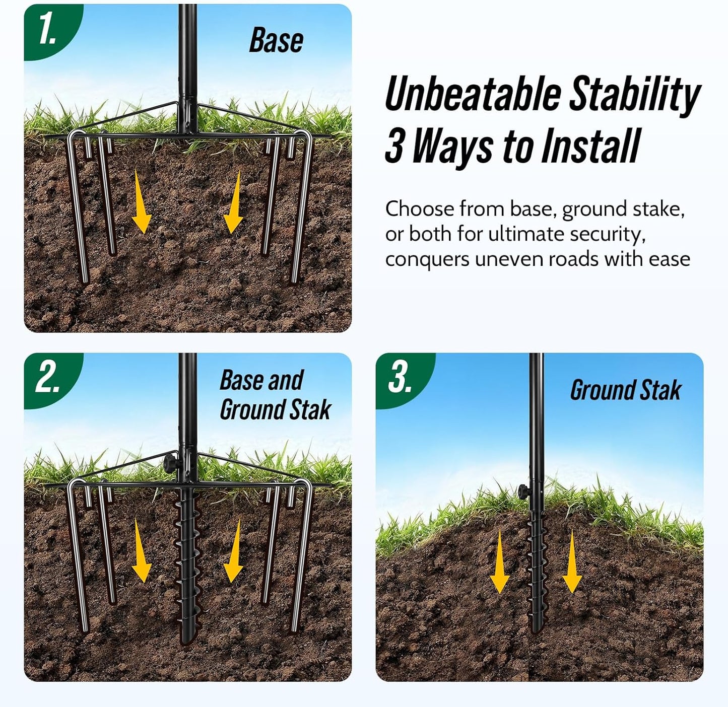 Disc Golf Basket with 24/12 Heavy Duty Chains, Portable Disc Golf Target with Adjustable Height, with Ground Stake