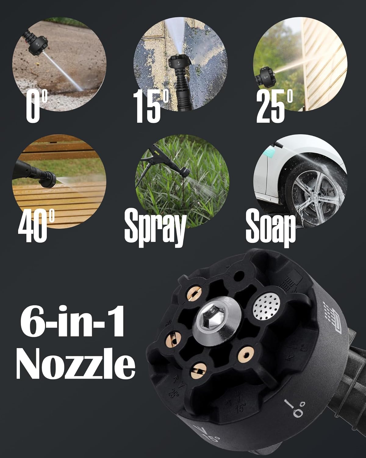 Cordless Power Washer with 3.2Gal Water Tank, 522 Max PSI, 23FT Hose, 20000mAh Lithium Battery, 6 in 1 Nozzle