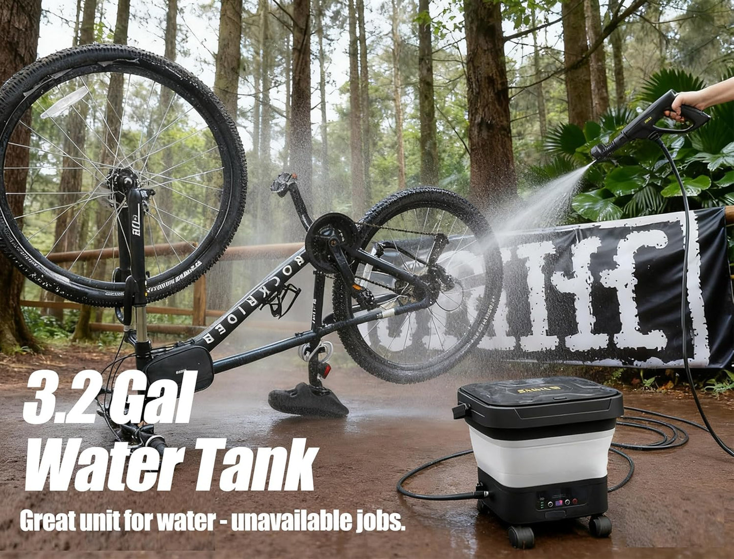 Cordless Power Washer with 3.2Gal Water Tank, 522 Max PSI, 23FT Hose, 20000mAh Lithium Battery, 6 in 1 Nozzle