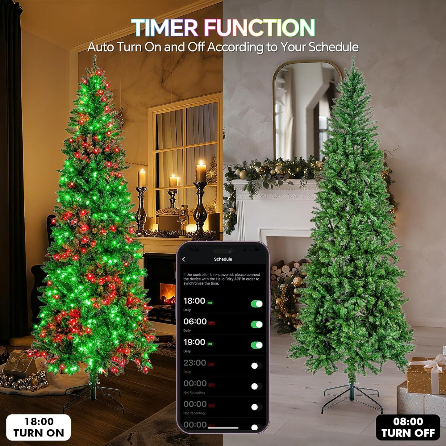 9'  Christmas Tree with 550 LED Lights, App Controlled, w/ Multi-Color RGB Lights,  Music Sync