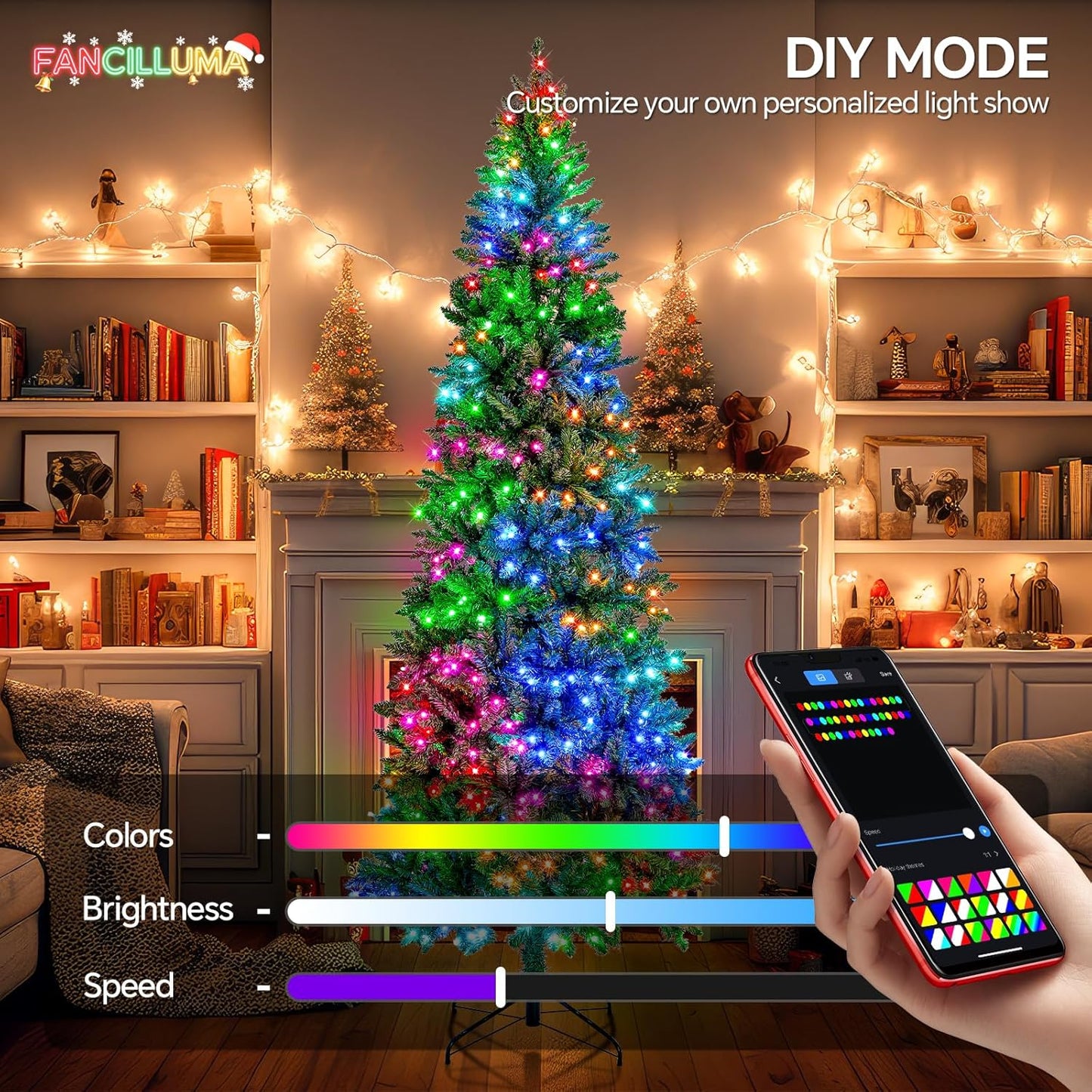 9'  Christmas Tree with 550 LED Lights, App Controlled, w/ Multi-Color RGB Lights,  Music Sync