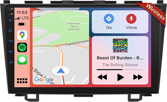 Car Radio Stereo for Honda CRV 2007- 2011, Wireless Apple Carplay/Android Auto, 9' Touch Screen, Bluetooth FM/GPS
