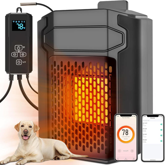 Dog House Heater with Thermostat & Smart APP, Adjustable Temp & Timer, NO User Manual Included!!