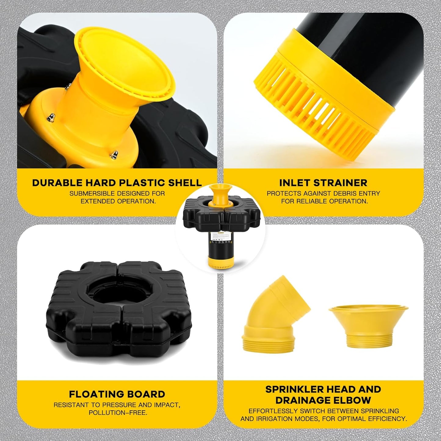 Pond Fountain Aerator, 1HP 15000 GPH, with Timer & 100FT Rope & Cord