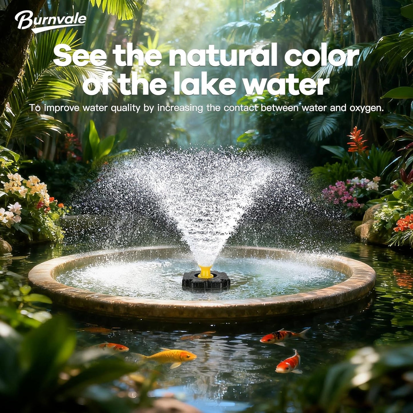 Pond Fountain Aerator, 1HP 15000 GPH, with Timer & 100FT Rope & Cord