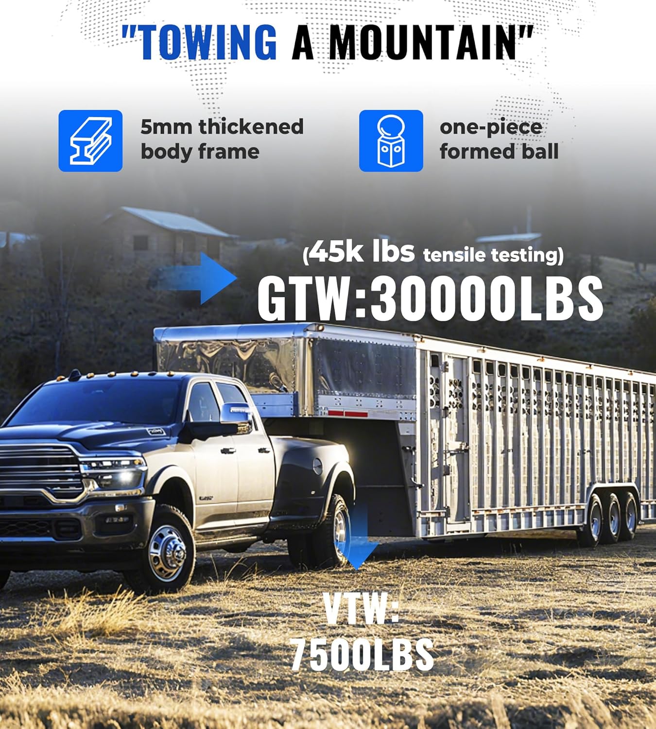 Heavy-Duty Gooseneck Hitch Fit for 2023-2025 Ford F250 & F350 and Ford F450 with Factory Installed Bed,  30k lbs GTW