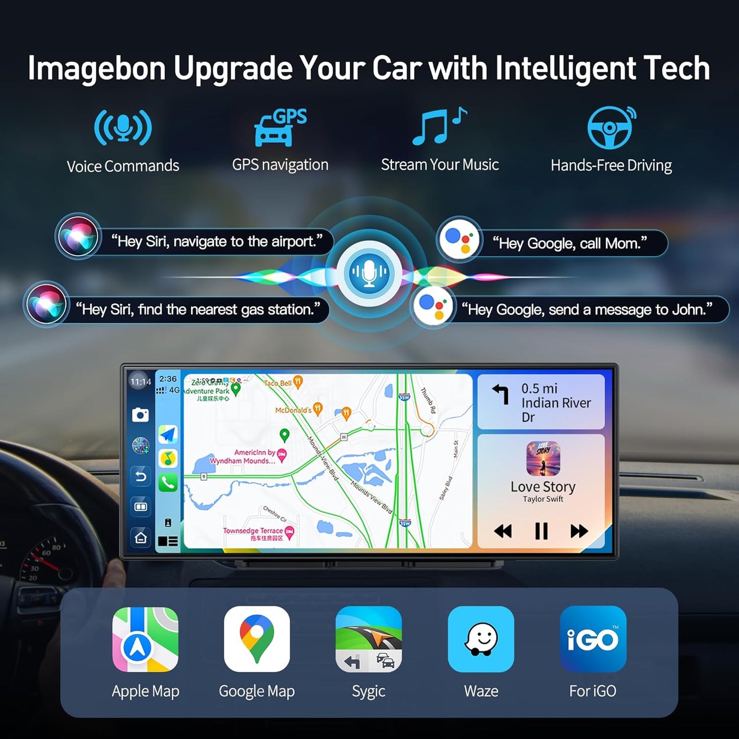 10.25' QLED Carplay Screen for Car Android 8Core 4G+64G Apple CarPlay & Android Auto