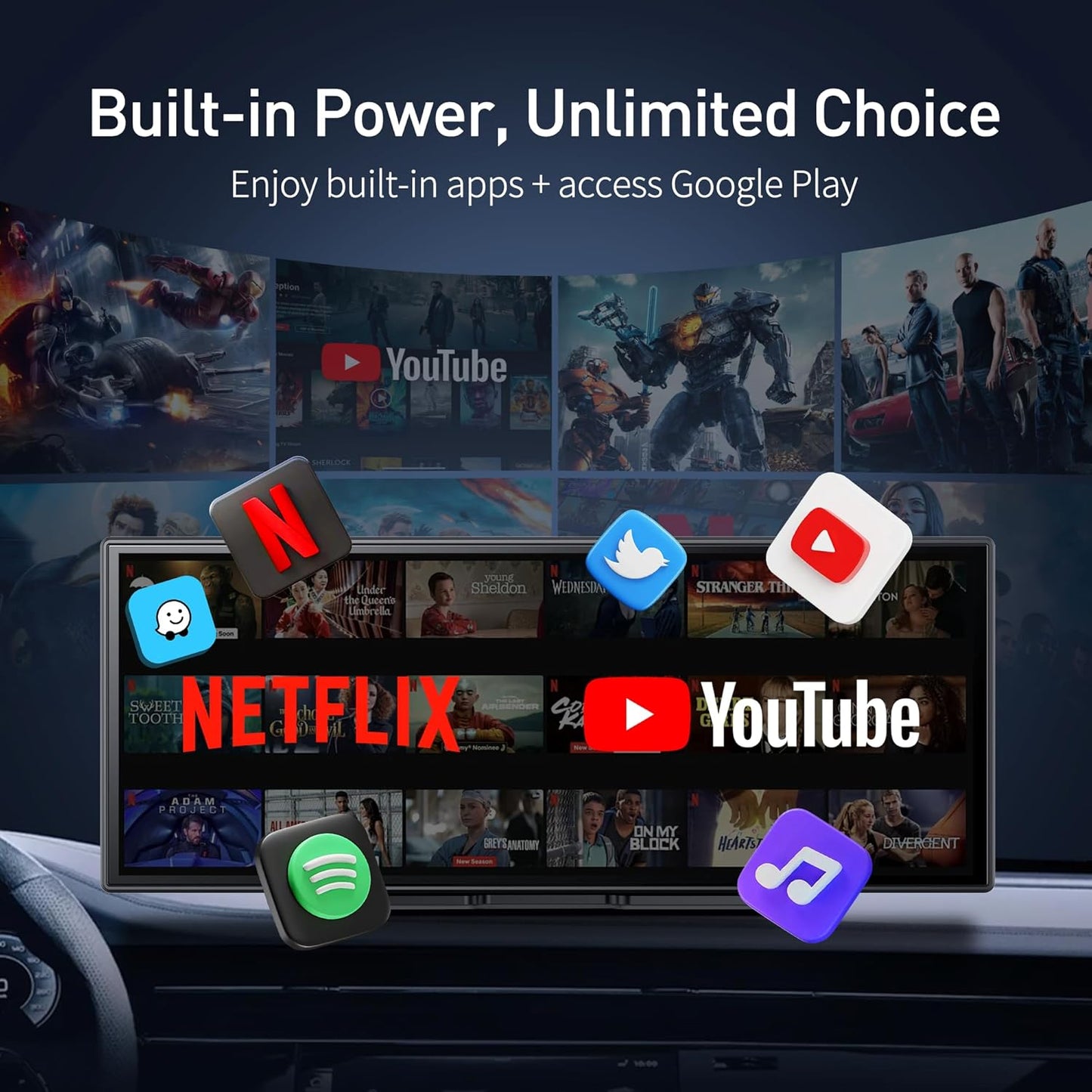 10.25' QLED Carplay Screen for Car Android 8Core 4G+64G Apple CarPlay & Android Auto