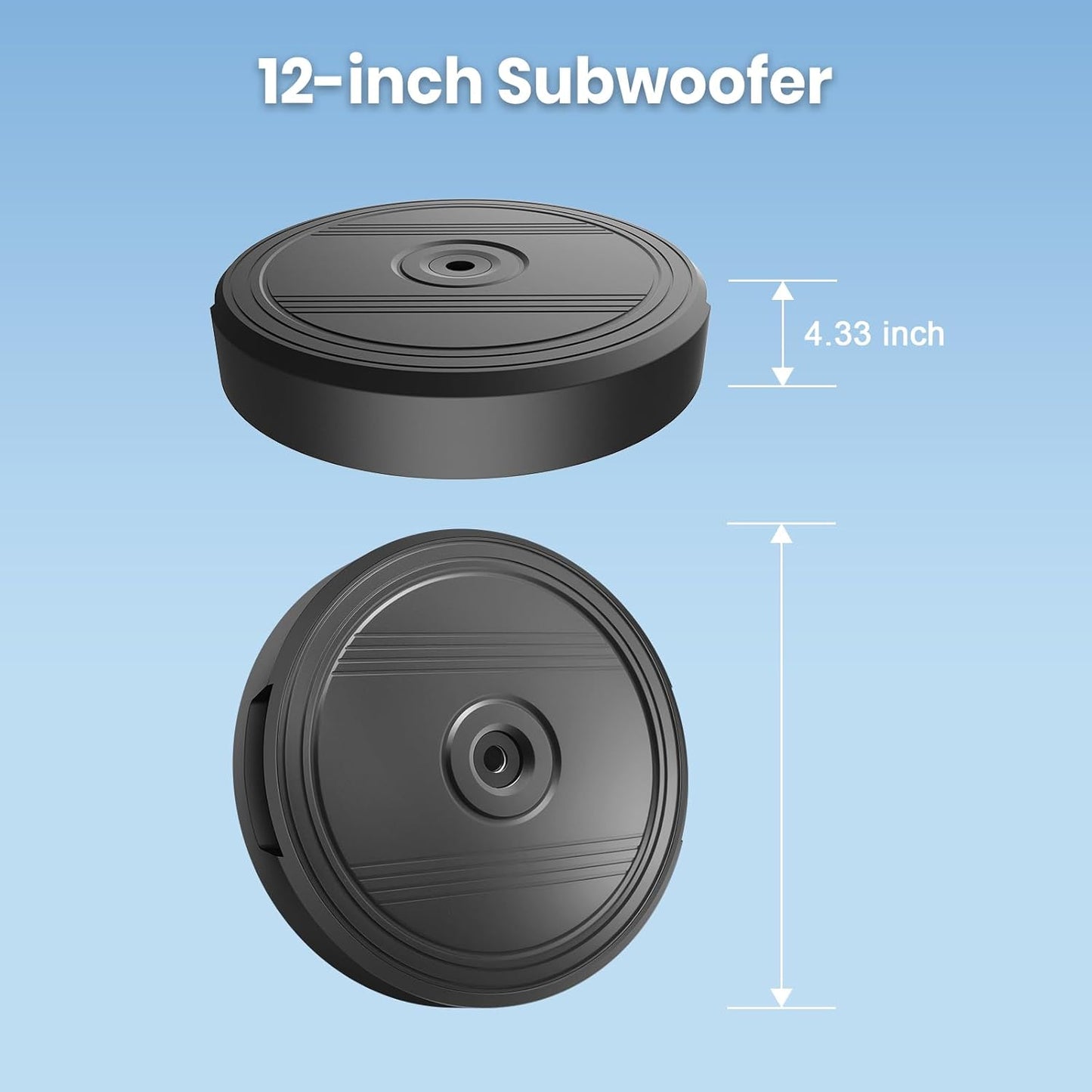 800W Powered 12' Car Subwoofer, Anti-Theft Spare Tire Design, Deep Bass, Easy Install and Remote Bass Knob