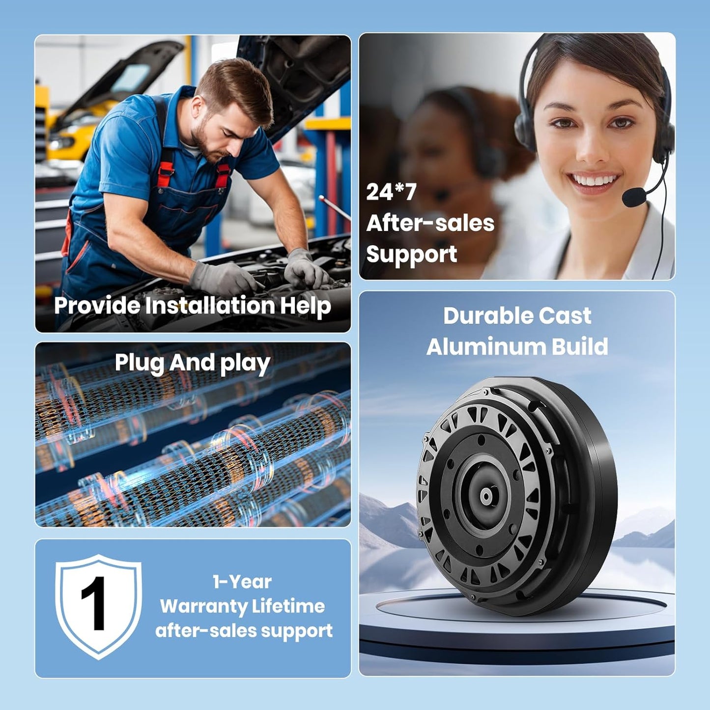 800W Powered 12' Car Subwoofer, Anti-Theft Spare Tire Design, Deep Bass, Easy Install and Remote Bass Knob