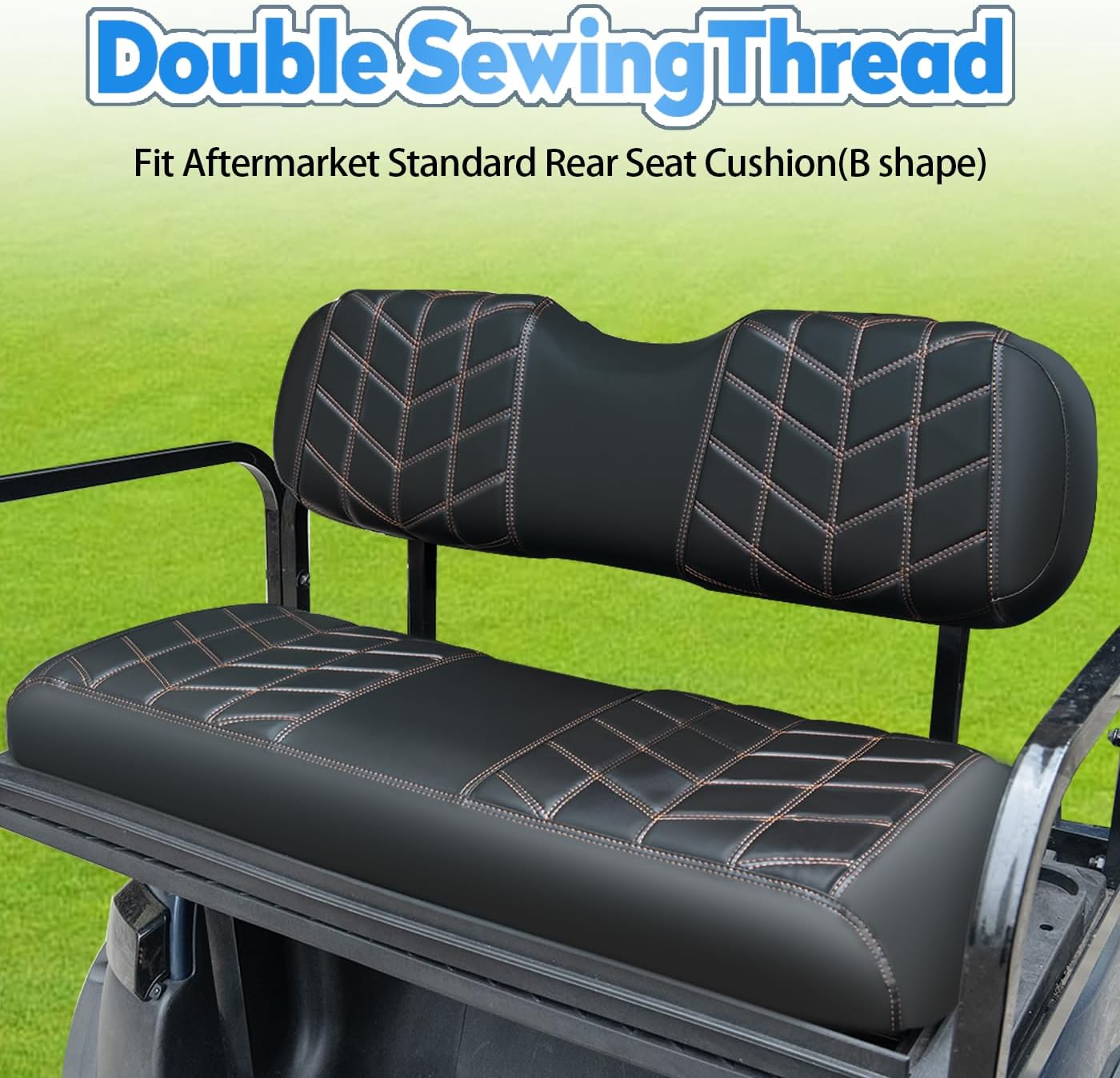 4PCS Golf Cart Seat Covers Kit, Front and Rear Seat Covers,  Black & Brown Stitch, Fits Club Car Precedent