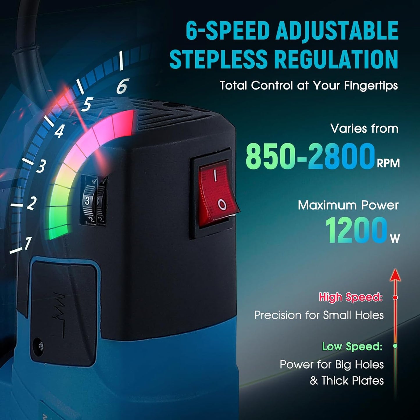 Mini Benchtop Drill Press 6-Speed 2800RPM Drill Press Rotary Tool Workstation,1200W Electric Portable, 3.15' Depth