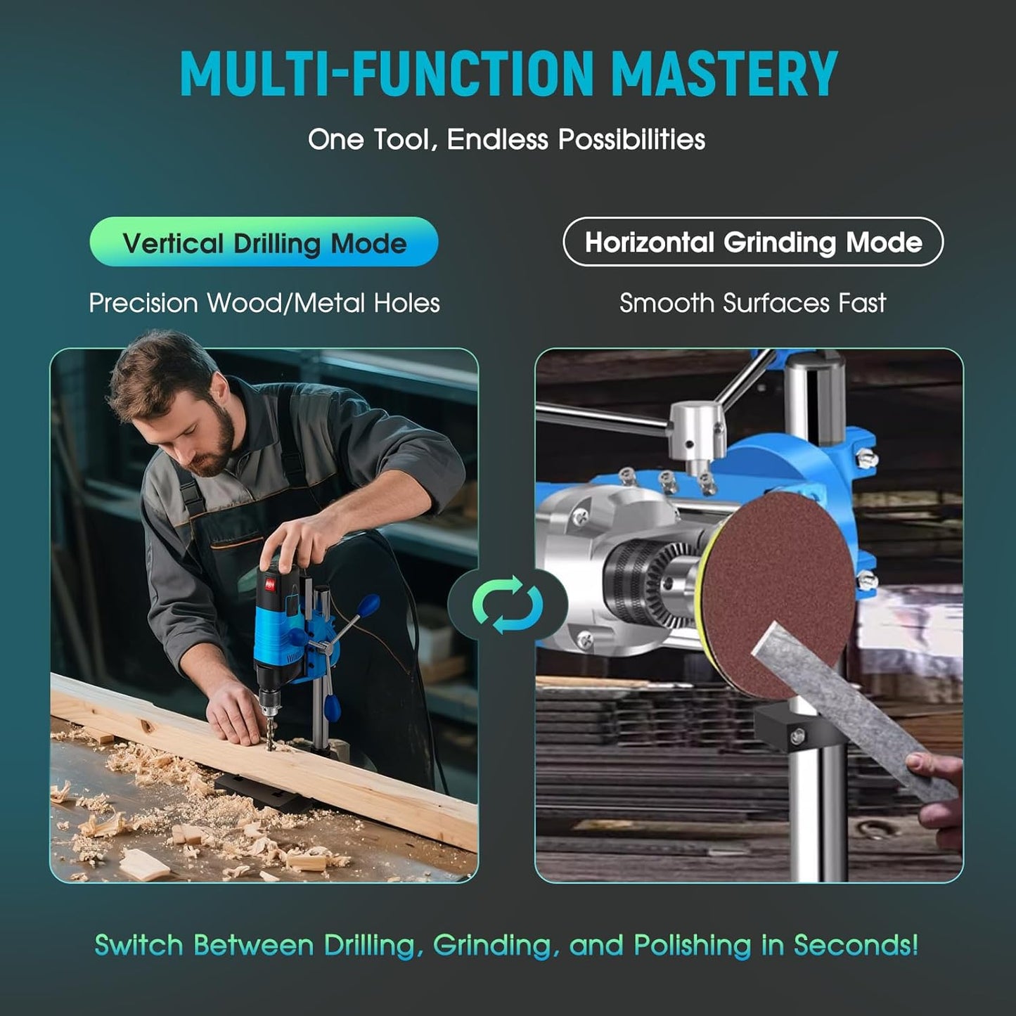 Mini Benchtop Drill Press 6-Speed 2800RPM Drill Press Rotary Tool Workstation,1200W Electric Portable, 3.15' Depth