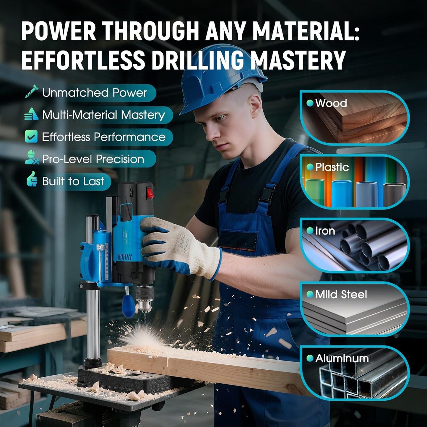 Mini Benchtop Drill Press 6-Speed 2800RPM Drill Press Rotary Tool Workstation,1200W Electric Portable, 3.15' Depth