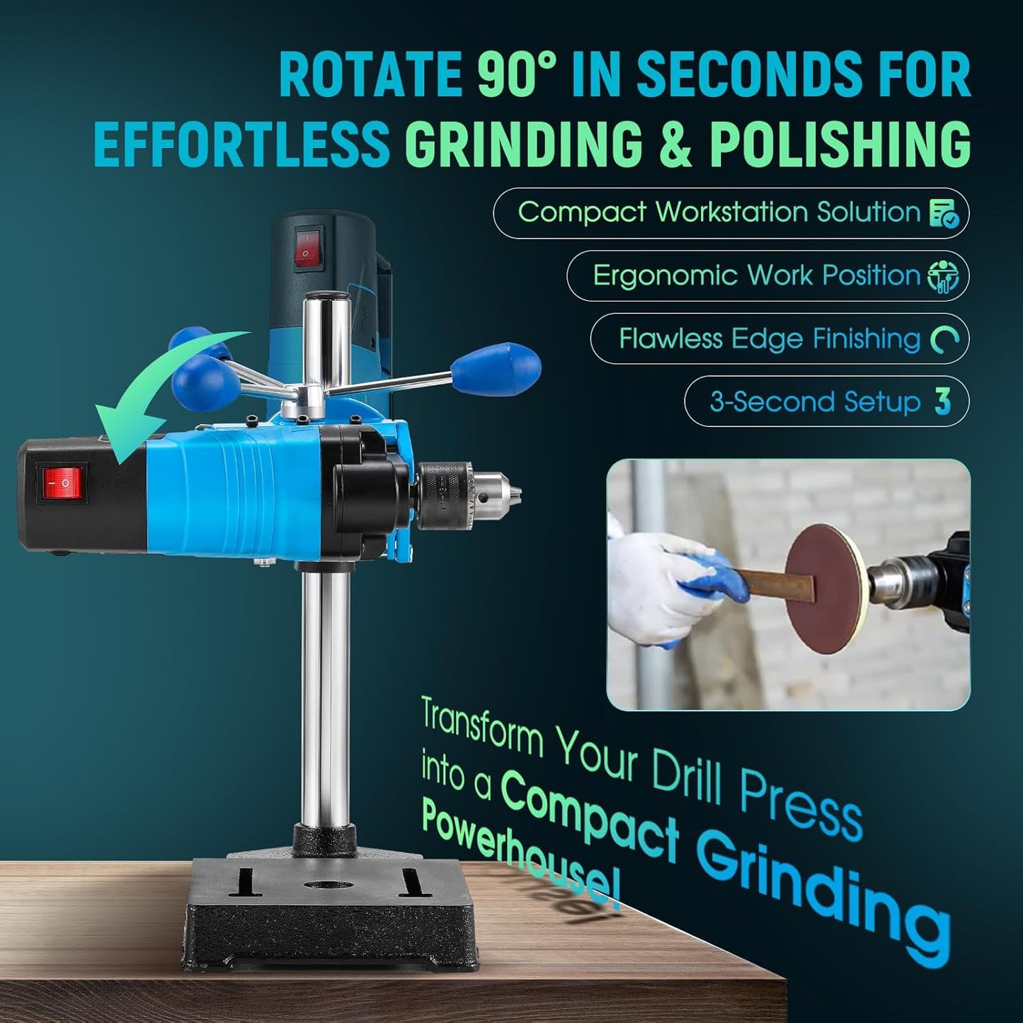 Mini Benchtop Drill Press 6-Speed 2800RPM Drill Press Rotary Tool Workstation,1200W Electric Portable, 3.15' Depth