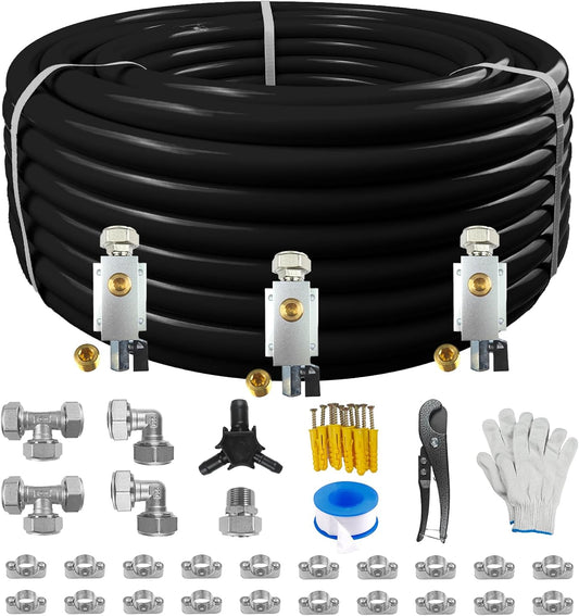 Compressed Air Line Kit, 3/4' x 200ft HDPE-Aluminum-HDPE Piping, Accessories and Airline Tubing(Black) (200ft)