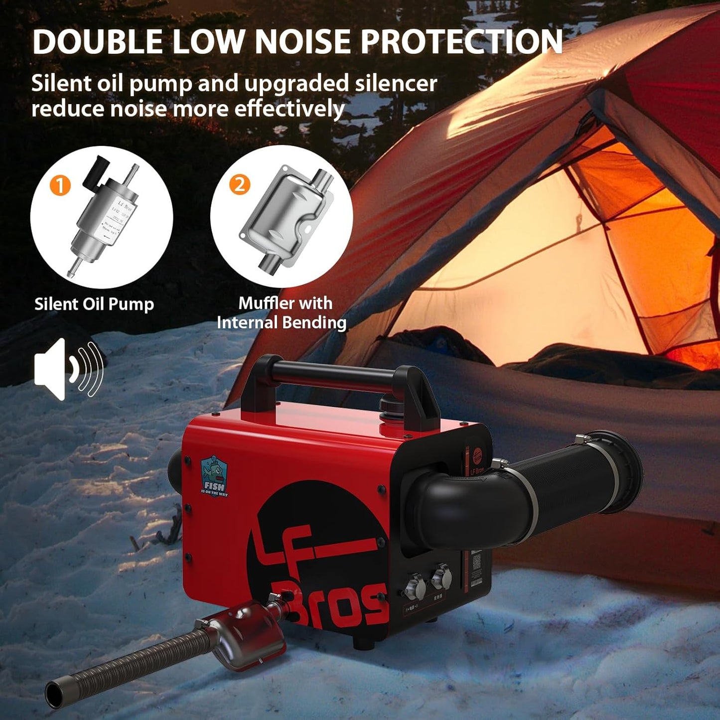 Professional 110V/12V 5KW Diesel Heater, All-in-One 5L,  with Timer, Thermostat, Plateau Mode, Silent Oil Pump, Red