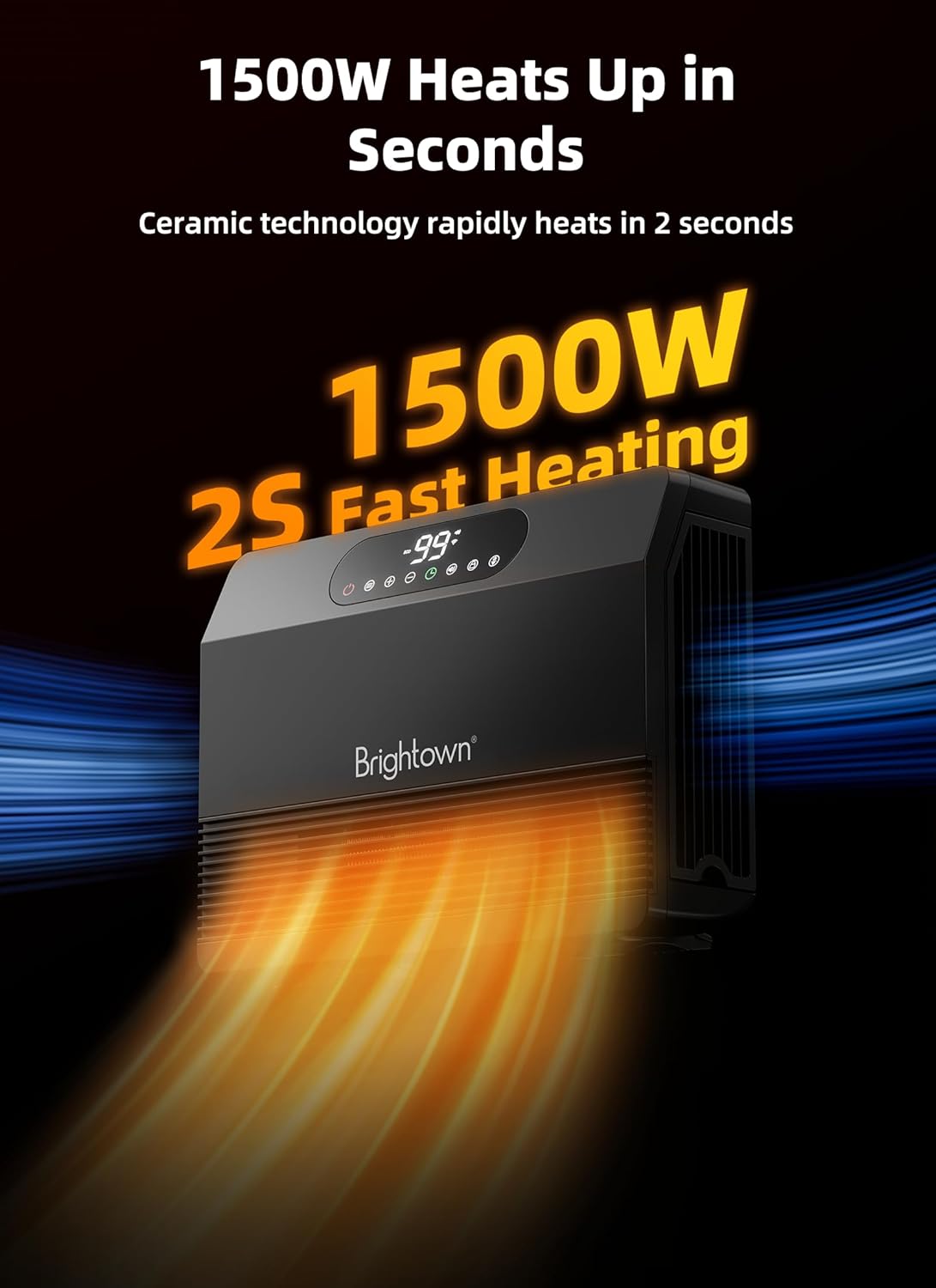 Wall Heater, Fast Heating Heater for Home Office Use, 12H Timer, Compatible with Alexa, Grey