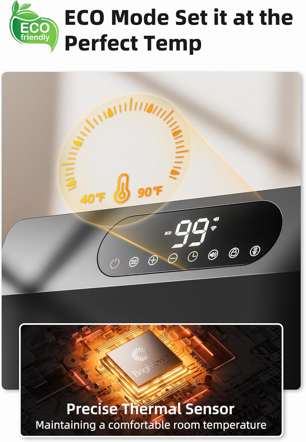 Wall Heater, Fast Heating Heater for Home Office Use, 12H Timer, Compatible with Alexa, Grey