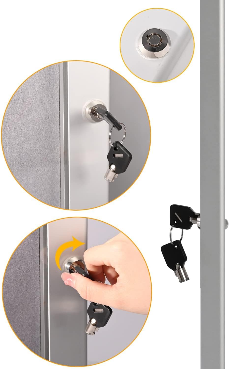 26.8×20 Lockable Enclosed Bulletin Board Wall Display Case w/ Rubber Seal Aluminum Felt Cork Board, Tamperproof Door