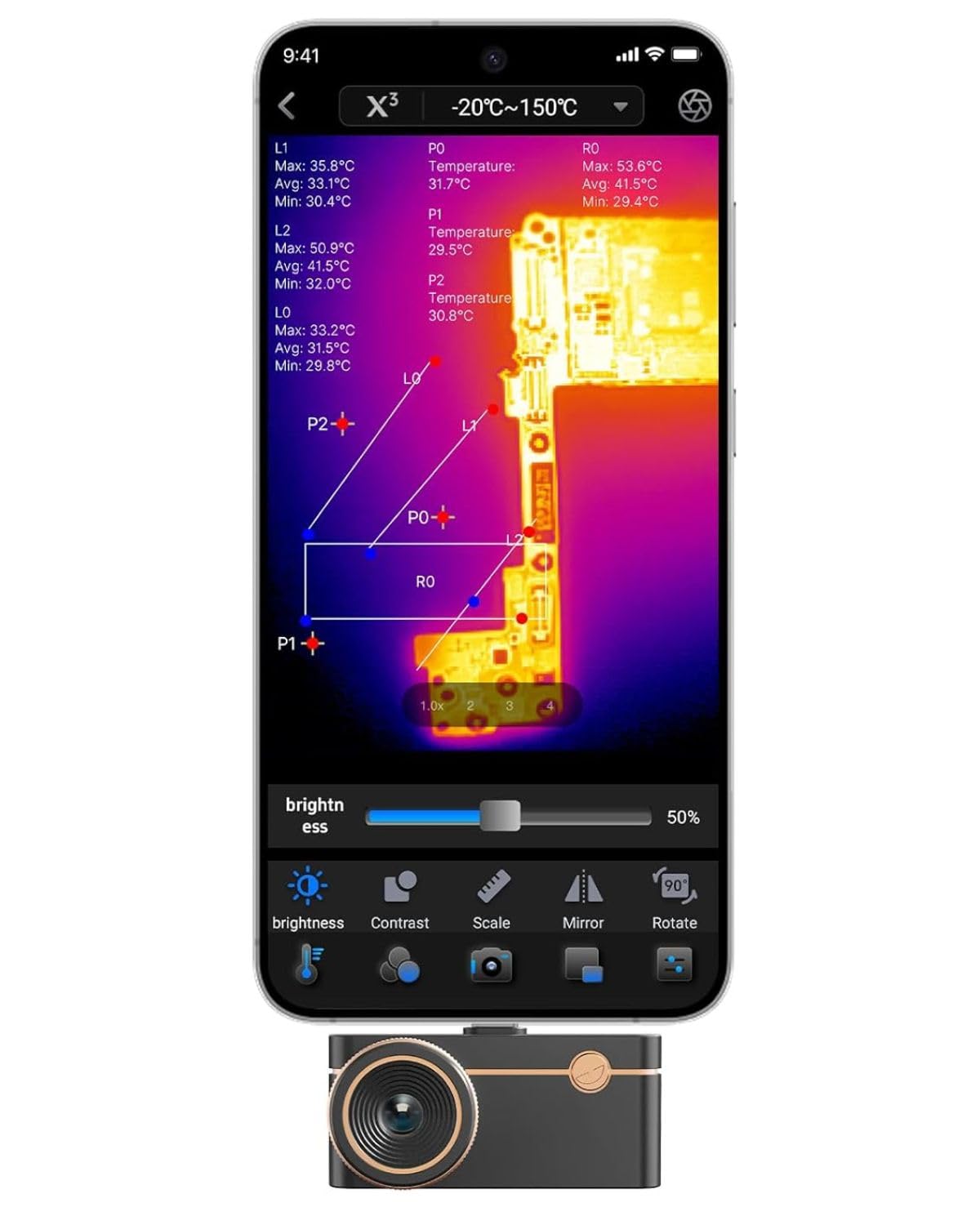 Thermal Imaging Camera for iOS & Android, P3 Infrared Imager w/512x384 Super Resolution, 8mm Manual Lens