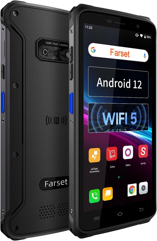 Android 12 Barcode Scanner, 5.5 inch Touchscreen Mobile Computer, WiFi 5, 4G LTE, 64GB+6GB, G47 PDA