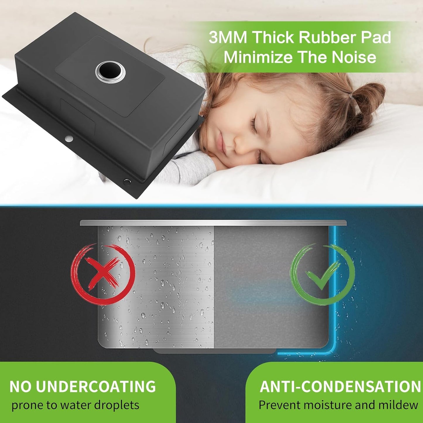 Kitchen And Bar Sink, 27'x18' Stainless Steel, Single Bowl, Bar Sink Combo-Silicon Mat, Drain Strainer Set