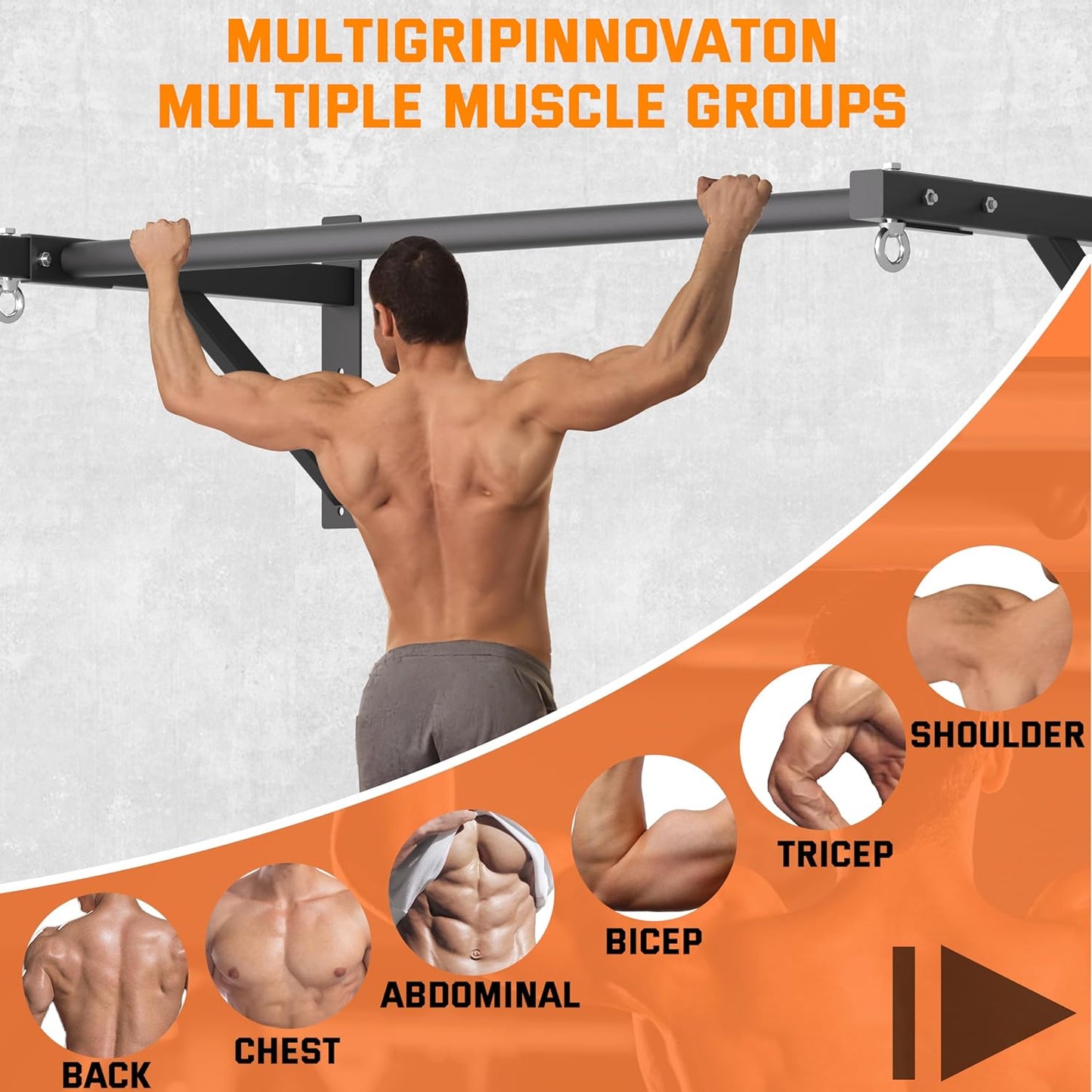Pull Up Bar Wall Mounted, Heavy Duty 650 lbs Capacity Chin Up Bar, 48' Multi-Grip