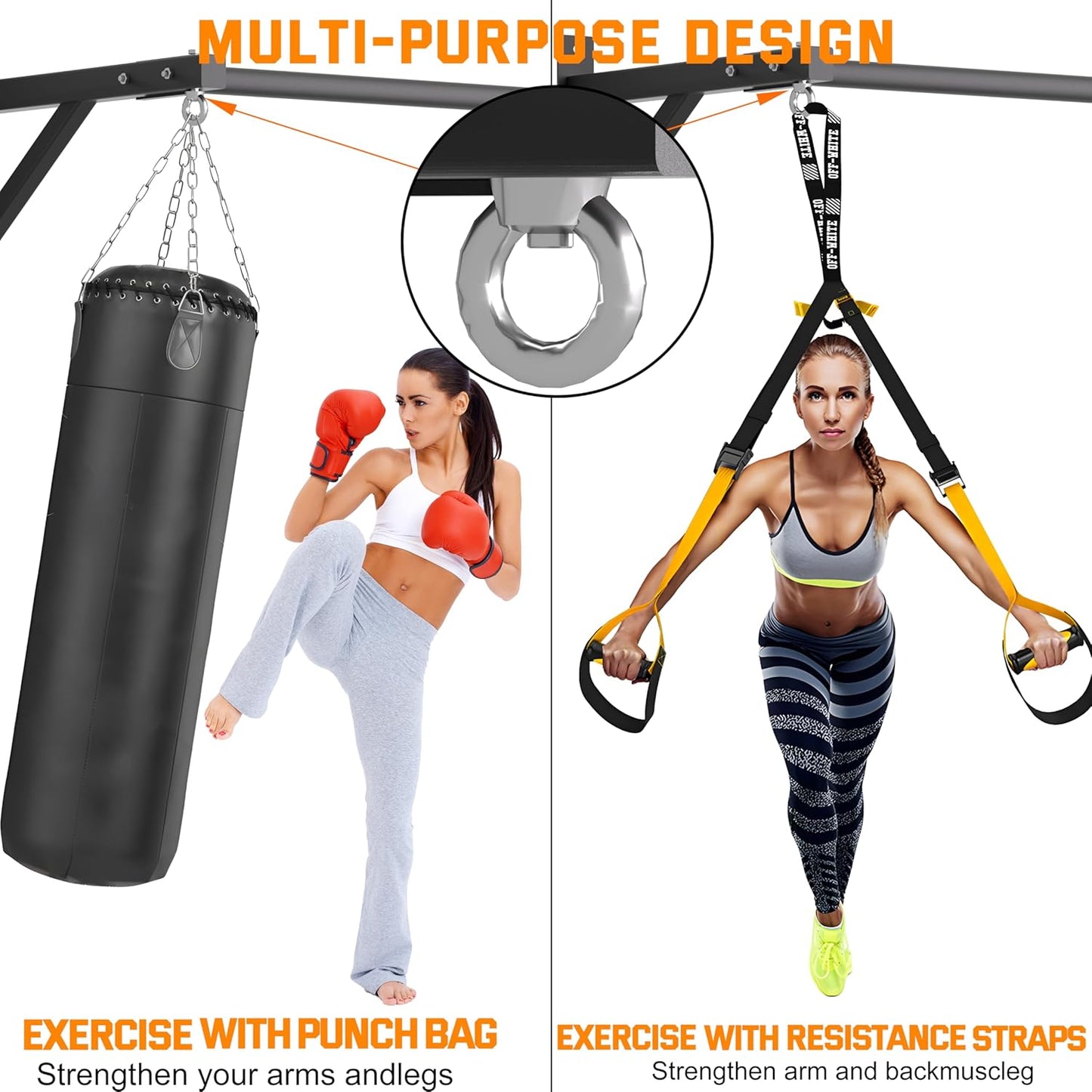 Pull Up Bar Wall Mounted, Heavy Duty 650 lbs Capacity Chin Up Bar, 48' Multi-Grip