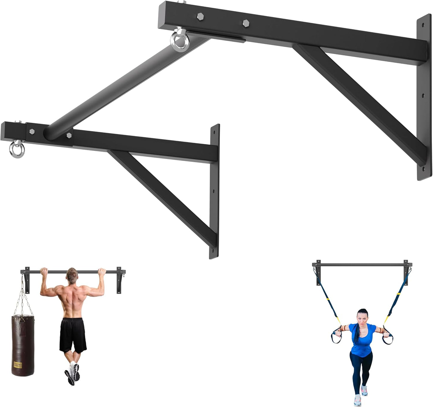 Pull Up Bar Wall Mounted, Heavy Duty 650 lbs Capacity Chin Up Bar, 48' Multi-Grip