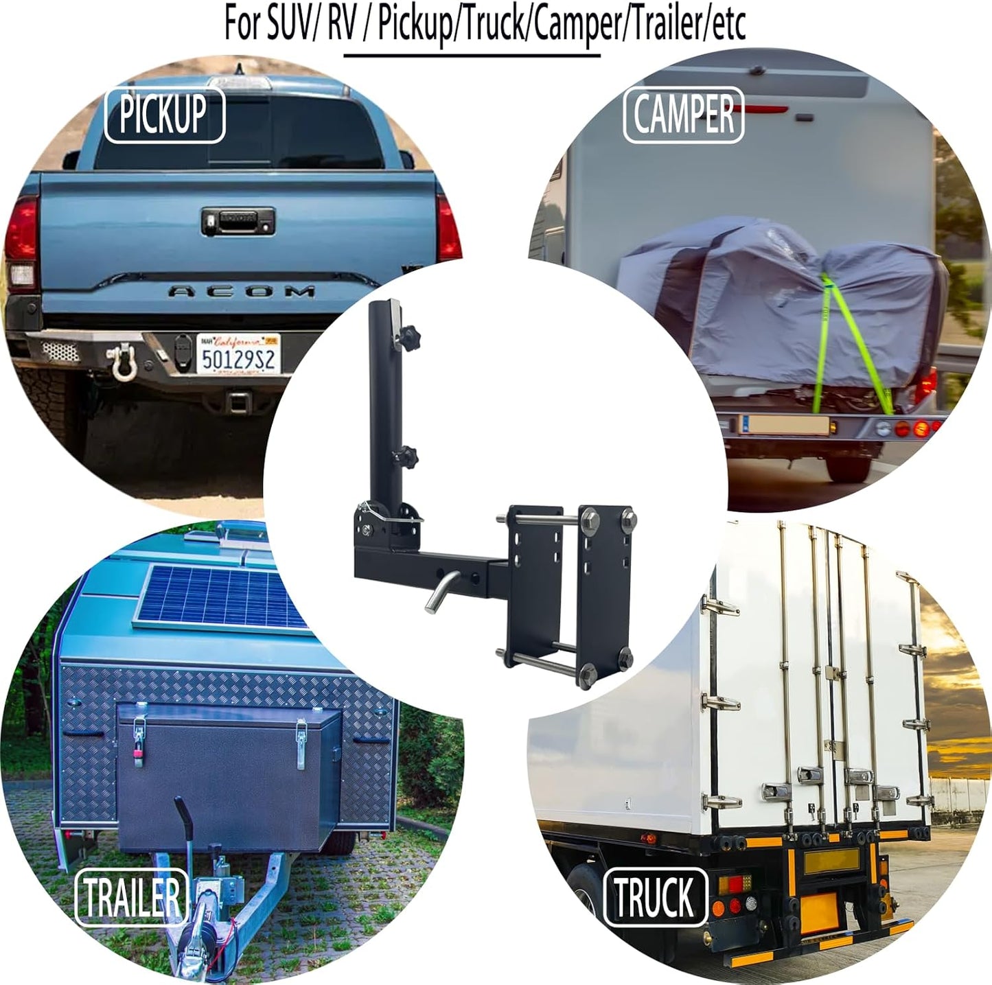 Heavy Duty Adjustable Flag Mount for Travel Trailers & Campers, Universal Fit for 1' to 1.5' Flag Poles, (Black)