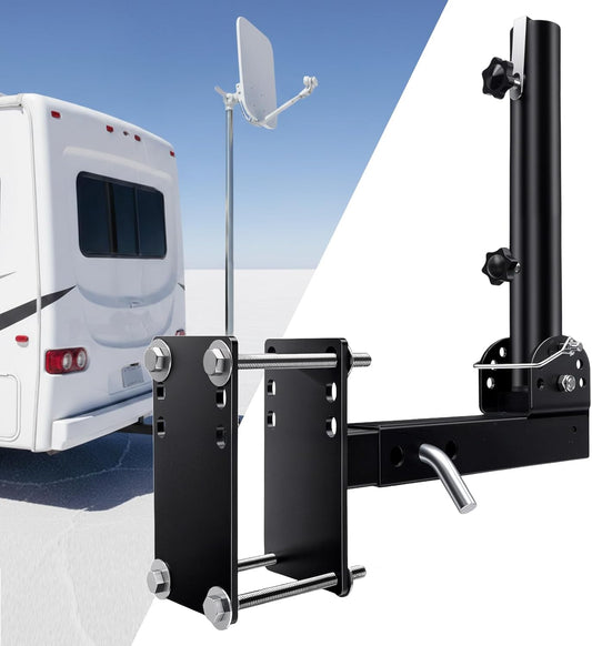 Heavy Duty Adjustable Flag Mount for Travel Trailers & Campers, Universal Fit for 1' to 1.5' Flag Poles, (Black)